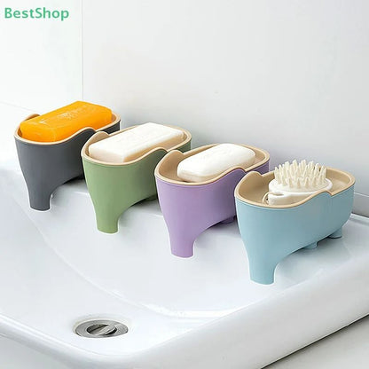 Elephant Double Layer Soap Box Portable Non Slip Soap Box With Lid