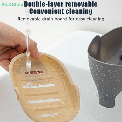 Elephant Double Layer Soap Box Portable Non Slip Soap Box With Lid