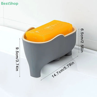Elephant Double Layer Soap Box Portable Non Slip Soap Box With Lid