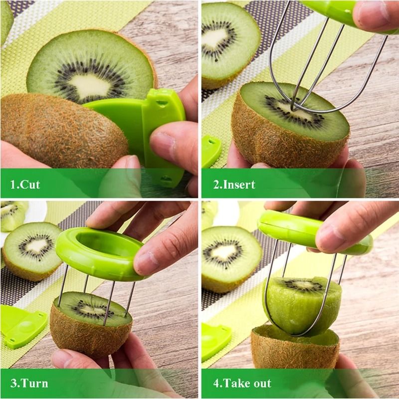 Kiwi Cutter Peeler Slicer Kitchen Detachable Stainless Steel Fruit Tool