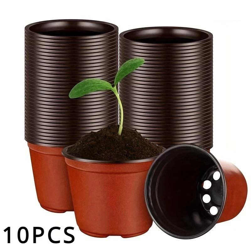 Plastic Plant Nursery Pots 4 Inch 10 Piece Set