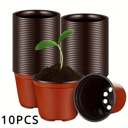 Plastic Plant Nursery Pots 4 Inch 10 Piece Set