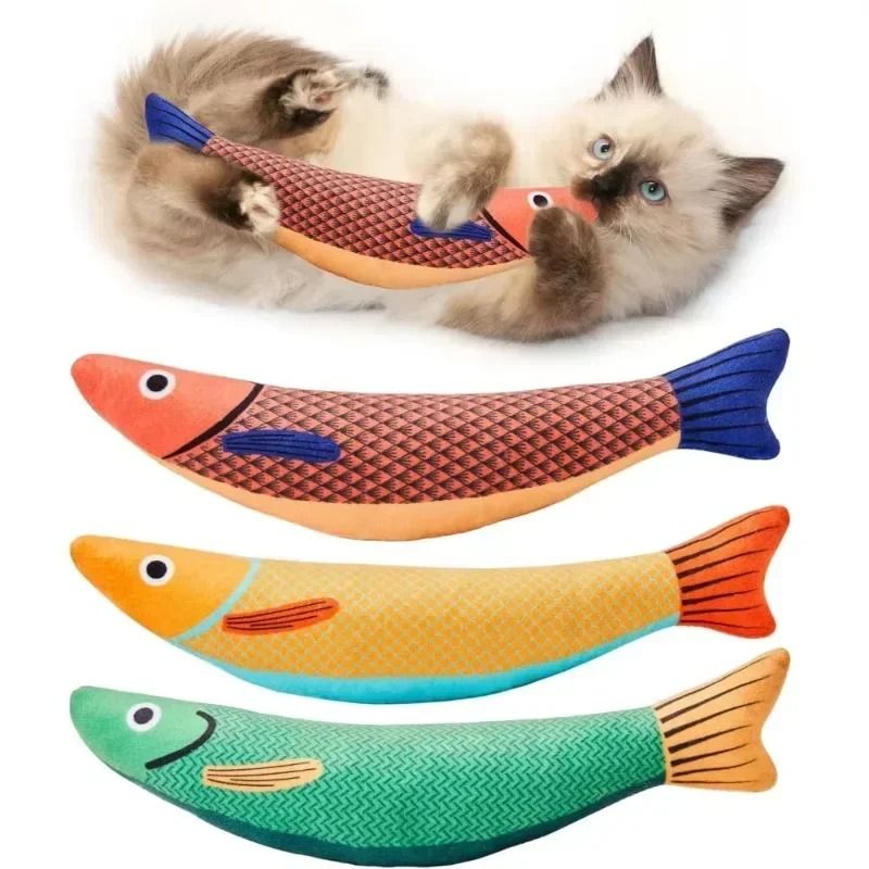 Interactive Cat Fish Toy with Crinkle Sound