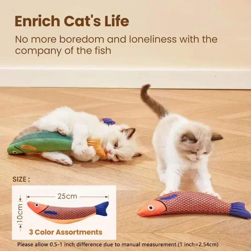 Interactive Cat Fish Toy with Crinkle Sound