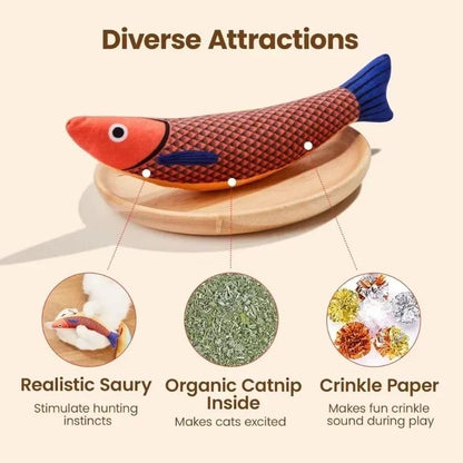 Interactive Cat Fish Toy with Crinkle Sound