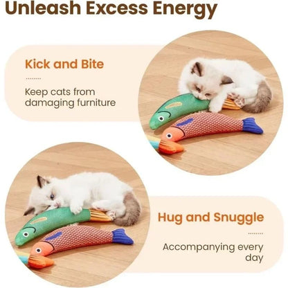 Interactive Cat Fish Toy with Crinkle Sound