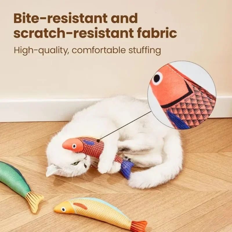 Interactive Cat Fish Toy with Crinkle Sound