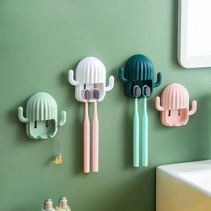 Cactus Toothbrush Holder Wall Mounted Self Adhesive
