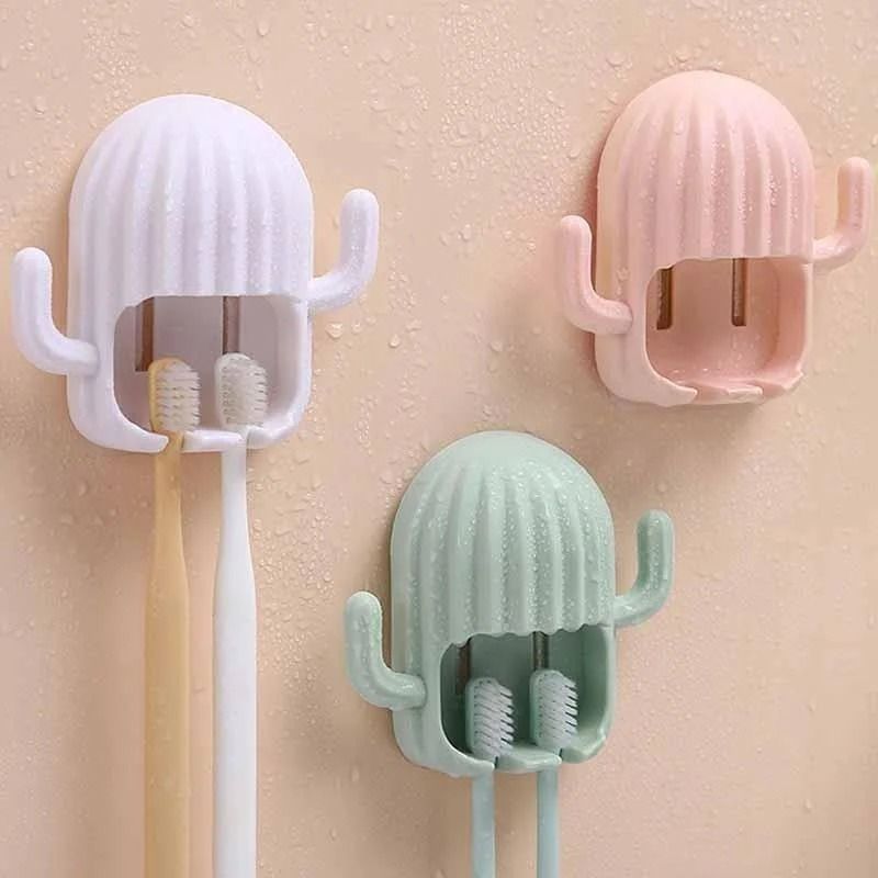 Cactus Toothbrush Holder Wall Mounted Self Adhesive