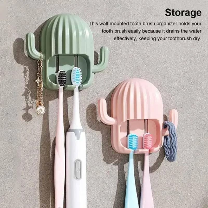 Cactus Toothbrush Holder Wall Mounted Self Adhesive