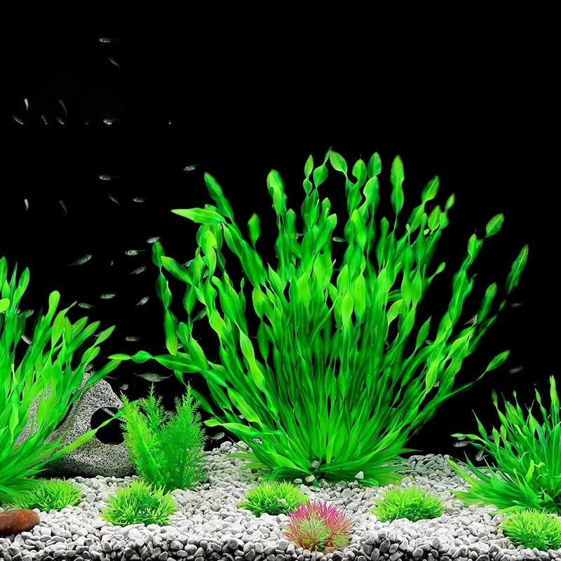 Artificial Aquarium Plants with Ceramic Base for Fish Tanks