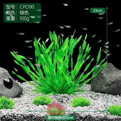 Artificial Aquarium Plants with Ceramic Base for Fish Tanks