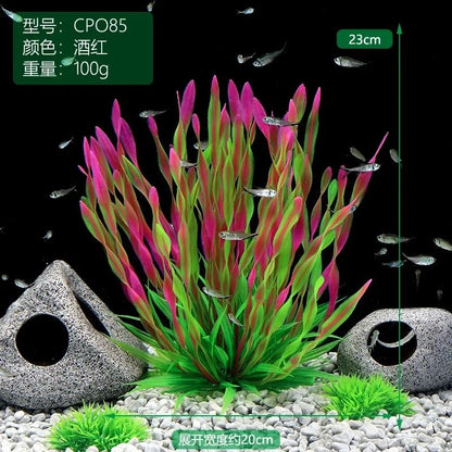 Artificial Aquarium Plants with Ceramic Base for Fish Tanks