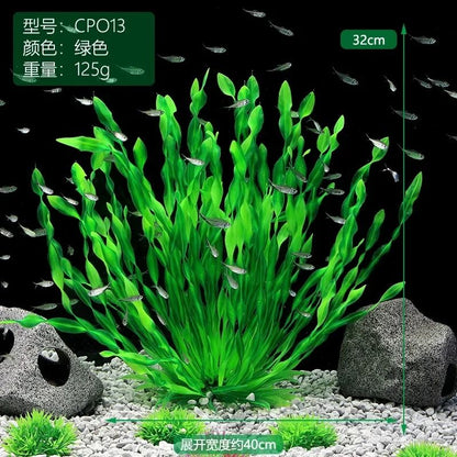 Artificial Aquarium Plants with Ceramic Base for Fish Tanks