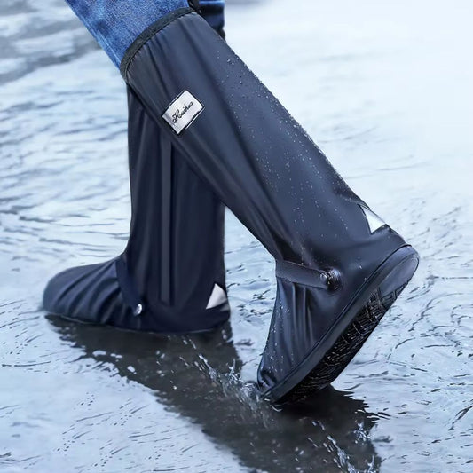 Thickened High-Tube Waterproof Rain Boot Covers – Reusable Motorcycle & Cycling Outdoor Non-Slip Overshoes