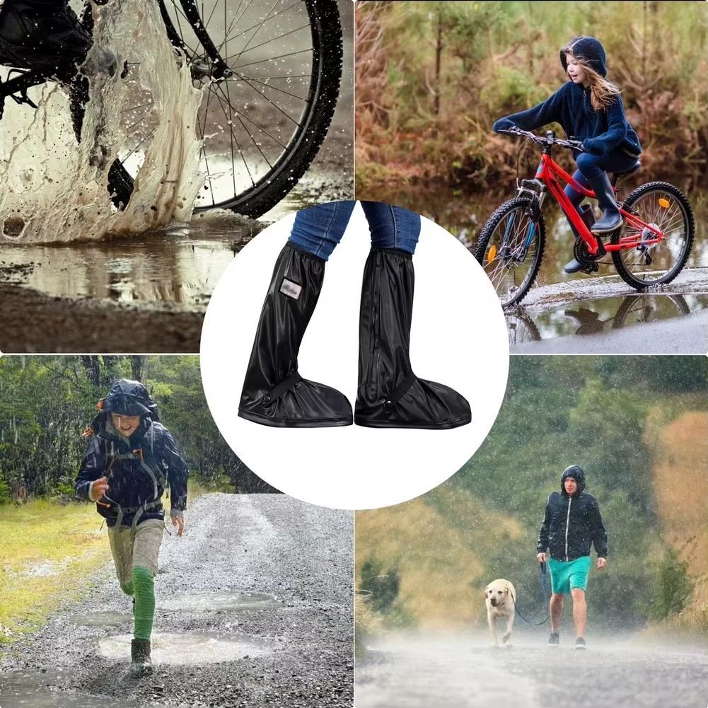 Thickened High-Tube Waterproof Rain Boot Covers – Reusable Motorcycle & Cycling Outdoor Non-Slip Overshoes