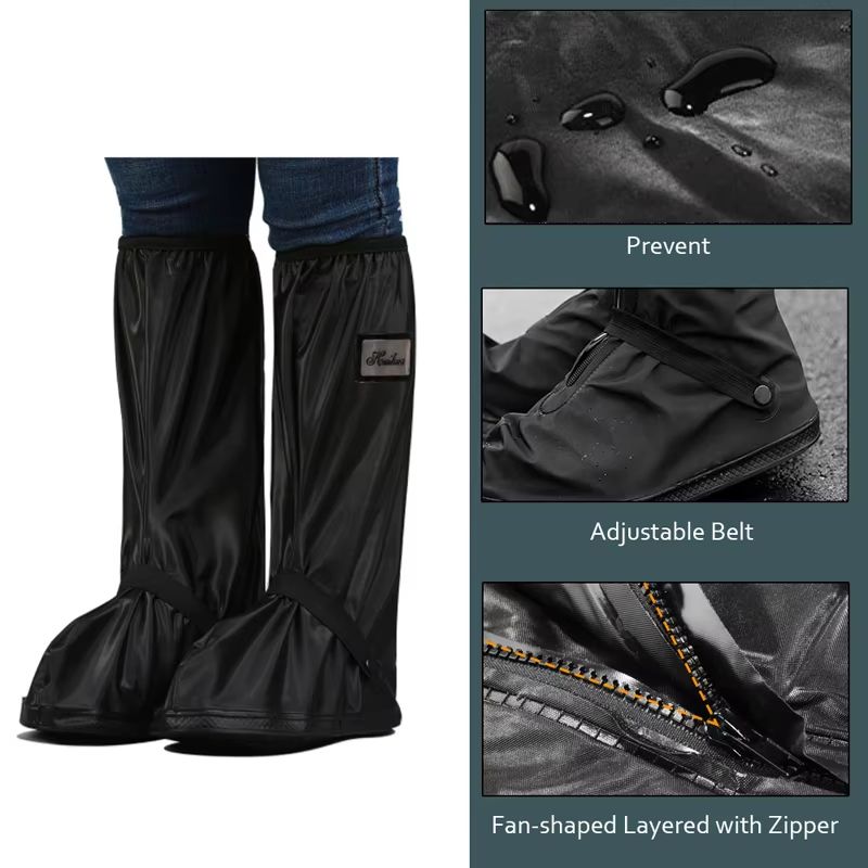 Thickened High-Tube Waterproof Rain Boot Covers – Reusable Motorcycle & Cycling Outdoor Non-Slip Overshoes