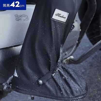 Thickened High-Tube Waterproof Rain Boot Covers – Reusable Motorcycle & Cycling Outdoor Non-Slip Overshoes