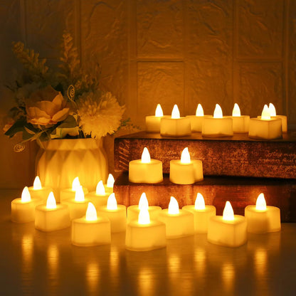 Romantic LED Heart Candle & Rose Petal Set – 24/48 Pack Flameless Tea Lights for Weddings, Anniversaries, and Romantic N
