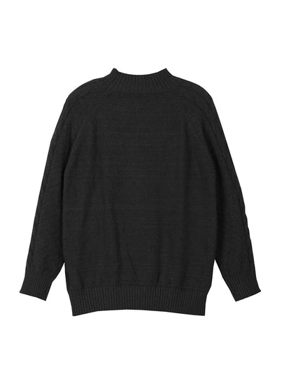Plus Size Ribbed Pullover Sweater, High Neck Long Sleeve Casual Knit for Autumn And Winter