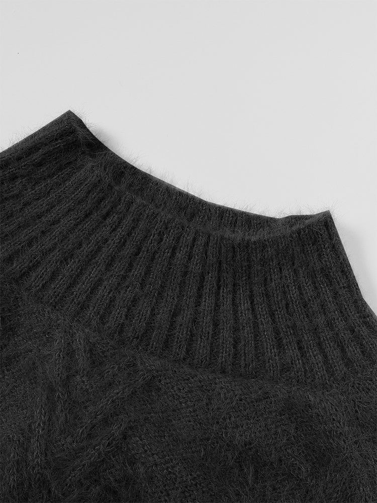Plus Size Ribbed Pullover Sweater, High Neck Long Sleeve Casual Knit for Autumn And Winter
