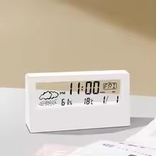 WeatherSense 3-in-1 Digital Thermo-Hygrometer Clock – Indoor Temperature & Humidity Monitor with Alarm and Calendar