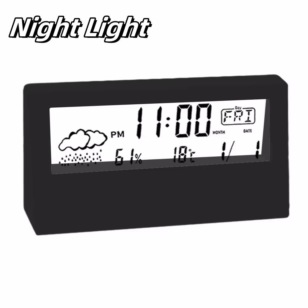 WeatherSense 3-in-1 Digital Thermo-Hygrometer Clock – Indoor Temperature & Humidity Monitor with Alarm and Calendar