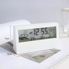 WeatherSense 3-in-1 Digital Thermo-Hygrometer Clock – Indoor Temperature & Humidity Monitor with Alarm and Calendar