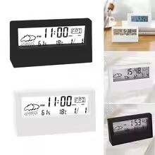 WeatherSense 3-in-1 Digital Thermo-Hygrometer Clock – Indoor Temperature & Humidity Monitor with Alarm and Calendar