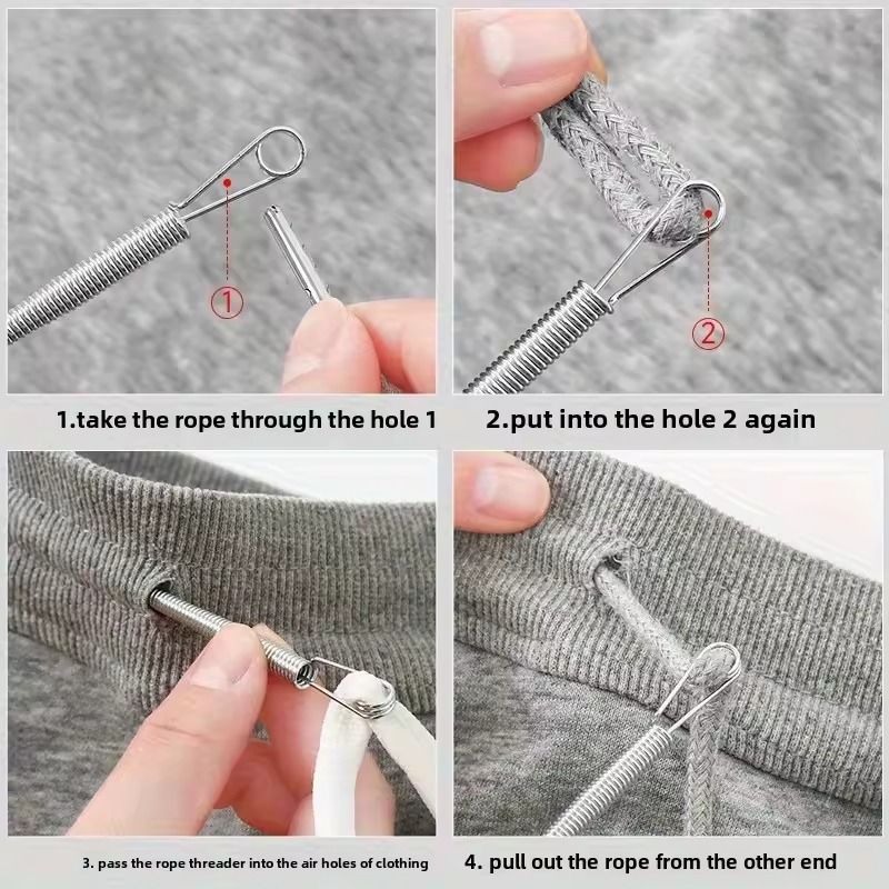 Bendable Spring Drawstring Threader Clip Elastic Band Lace Cord DIY Sewing Accessories