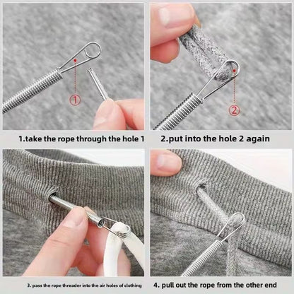 Bendable Spring Drawstring Threader Clip Elastic Band Lace Cord DIY Sewing Accessories