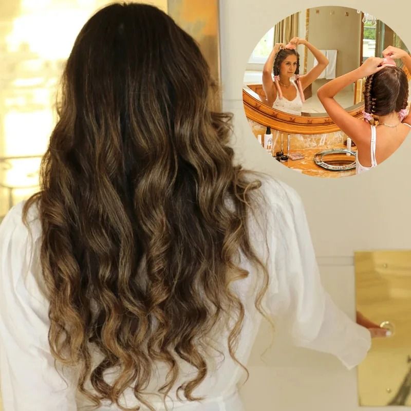 Heatless Curling Rod Headband 1 to 2 Set Hair Curler No Heat Wrap Tool
