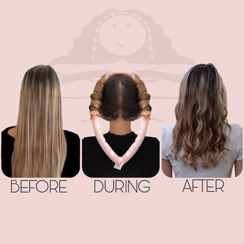Heatless Curling Rod Headband 1 to 2 Set Hair Curler No Heat Wrap Tool