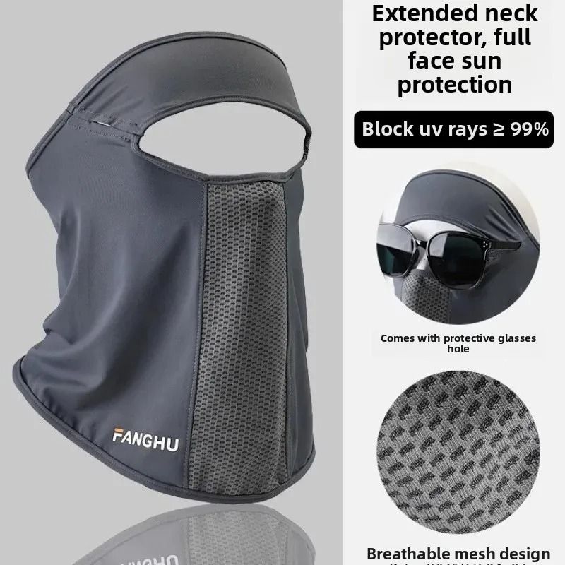 Ice Silk UV Protection Face Mask with Ear Loops and Glasses Hole for Outdoor Sports