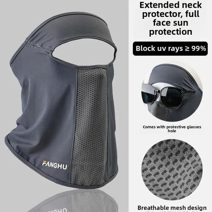 Ice Silk UV Protection Face Mask with Ear Loops and Glasses Hole for Outdoor Sports