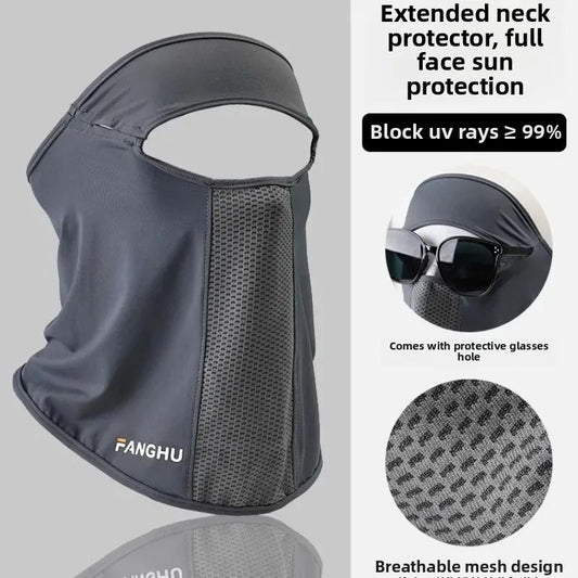 Ice Silk UV Protection Face Mask with Ear Loops and Glasses Hole for Outdoor Sports