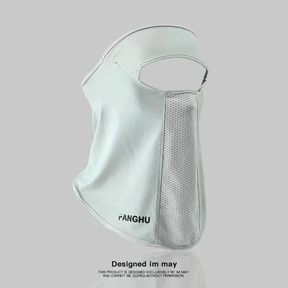 Ice Silk UV Protection Face Mask with Ear Loops and Glasses Hole for Outdoor Sports
