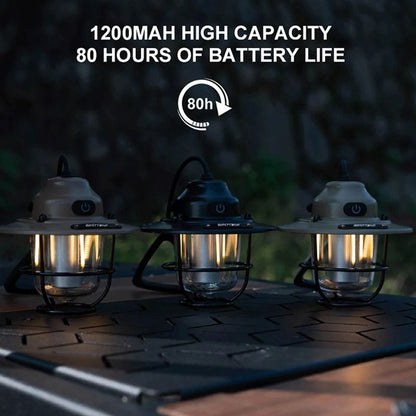 Retro Rechargeable Camping Lantern Waterproof Dimmable Tent Light