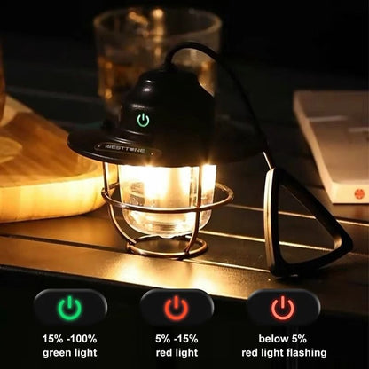 Retro Rechargeable Camping Lantern Waterproof Dimmable Tent Light