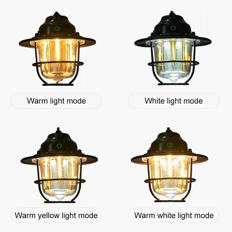 Retro Rechargeable Camping Lantern Waterproof Dimmable Tent Light