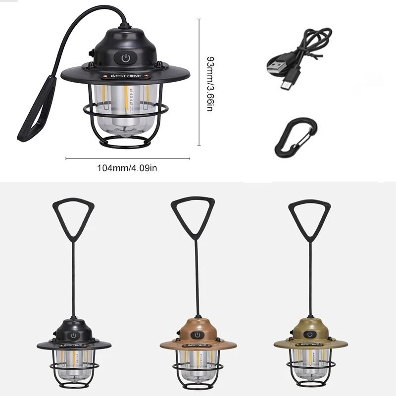 Retro Rechargeable Camping Lantern Waterproof Dimmable Tent Light