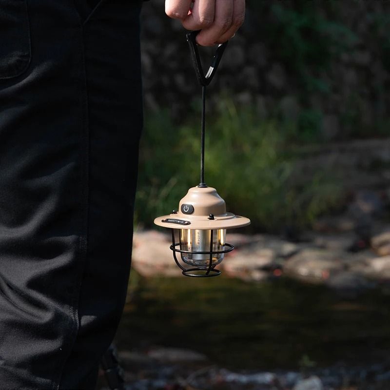 Retro Rechargeable Camping Lantern Waterproof Dimmable Tent Light