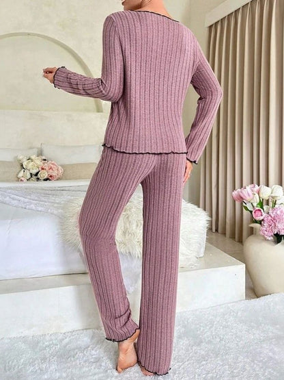 Women's Cozy Winter Pajama Set, Long Sleeve Top and Trousers, 2 Piece Loungewear, Casual Homewear