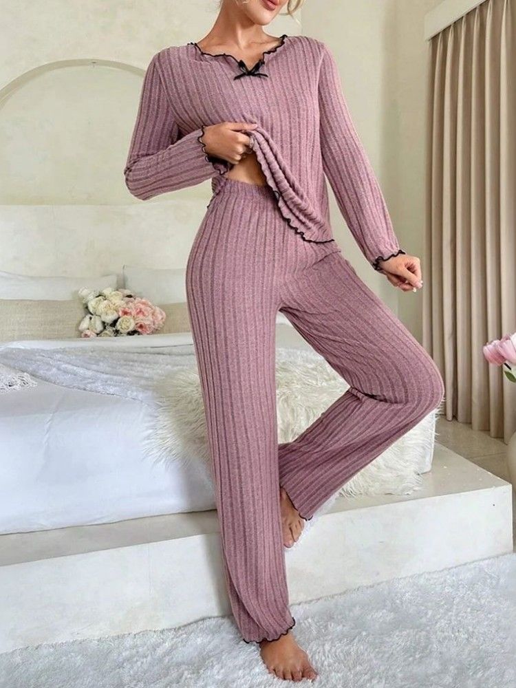 Women's Cozy Winter Pajama Set, Long Sleeve Top and Trousers, 2 Piece Loungewear, Casual Homewear