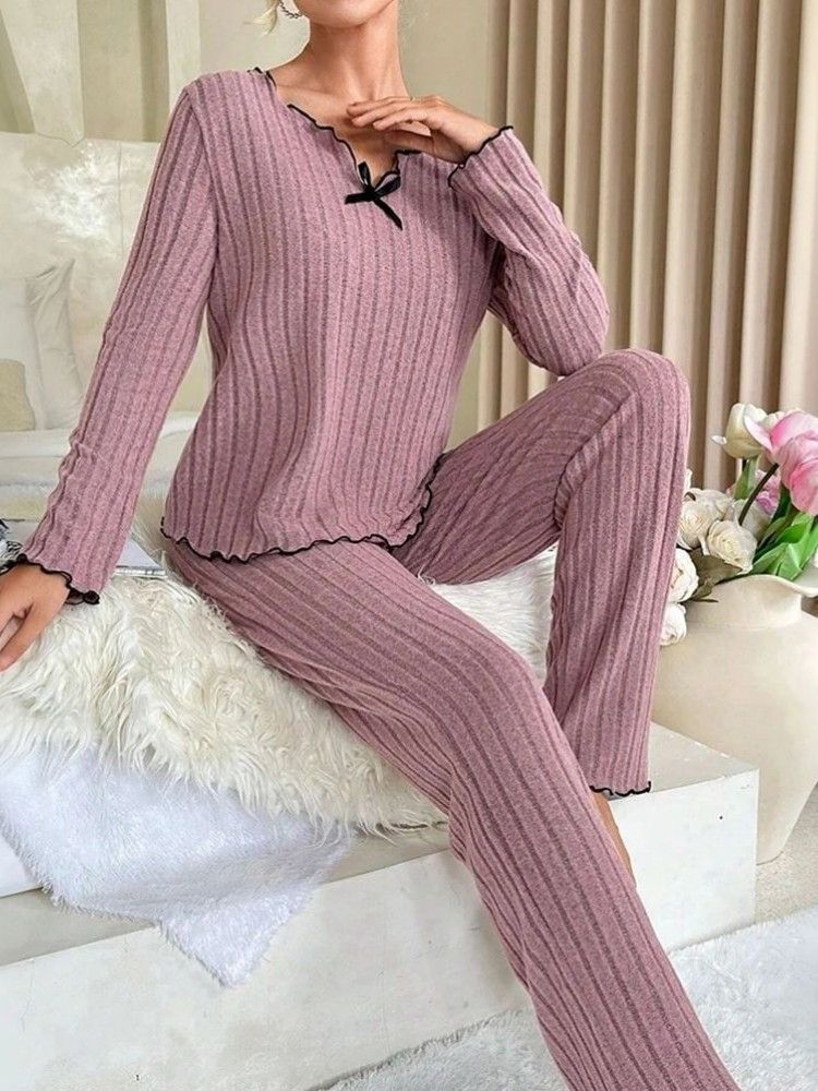 Women's Cozy Winter Pajama Set, Long Sleeve Top and Trousers, 2 Piece Loungewear, Casual Homewear
