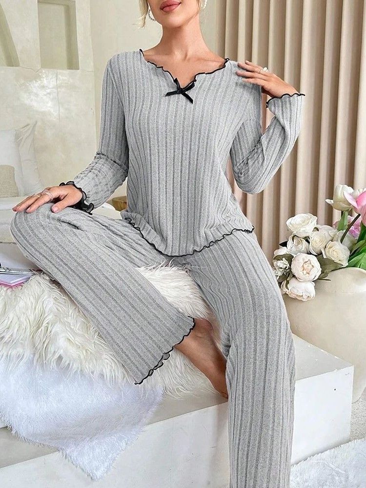 Women's Cozy Winter Pajama Set, Long Sleeve Top and Trousers, 2 Piece Loungewear, Casual Homewear