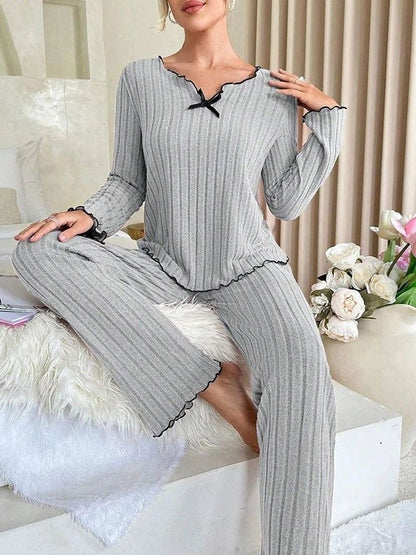 Women's Cozy Winter Pajama Set, Long Sleeve Top and Trousers, 2 Piece Loungewear, Casual Homewear