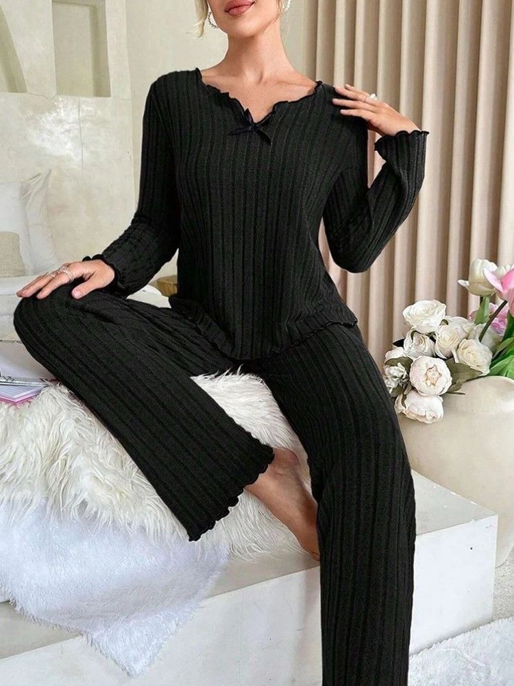 Women's Cozy Winter Pajama Set, Long Sleeve Top and Trousers, 2 Piece Loungewear, Casual Homewear