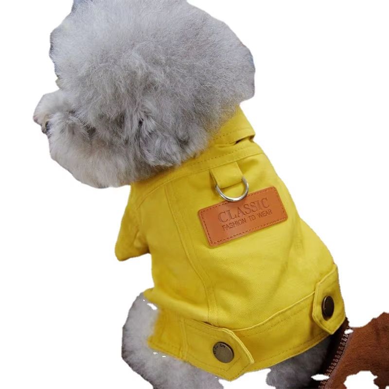 DenimWalk Dog Denim Overall with D-Ring – Stylish Leash-Ready Jacket for Small & Medium Dogs
