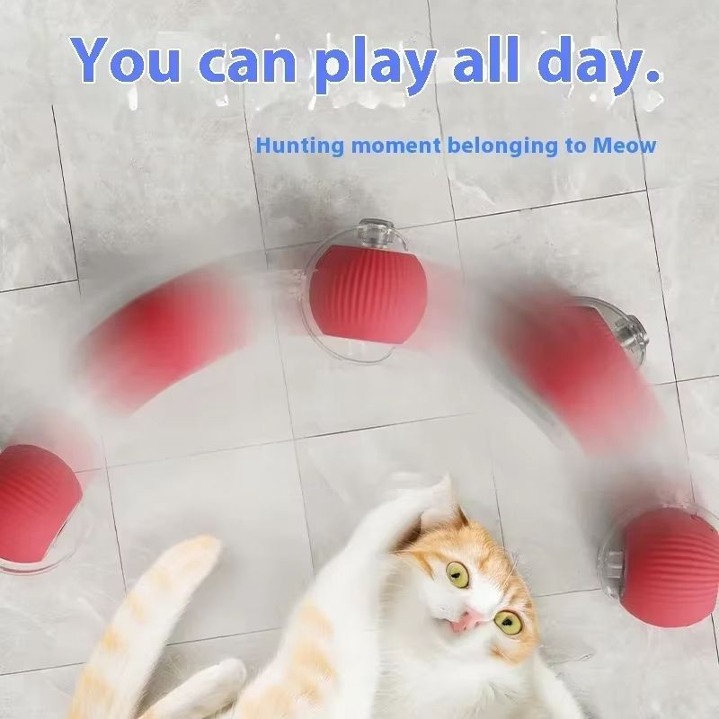 WhiskerSpin Smart Rolling Toy Ball – USB Rechargeable Auto Teaser for Cats & Pets